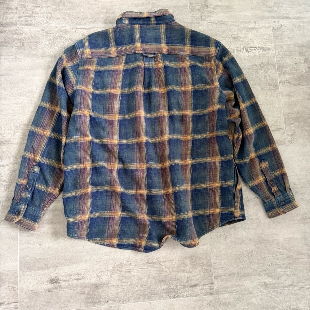 Men's Blue Yellow Plaid Flannel Long Sleeve Button Up Shirt Casual Outdoor - Picture 10 of 16